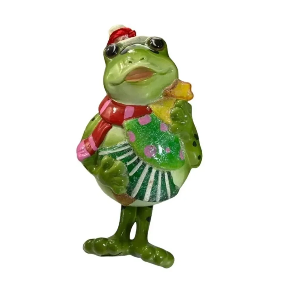 Hoppity Frog Christmas Ornaments Set of 3 Green Bell Shaped 6